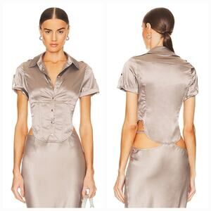 Miaou Max Button Down in Silver Medium